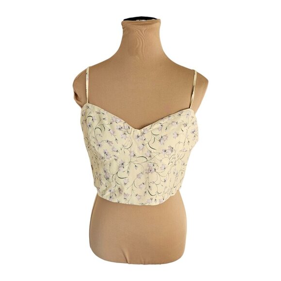 Sunday Best Aritzia Bonnie Bustier White Floral & Butter Yellow Sz L - Picture 8 of 14